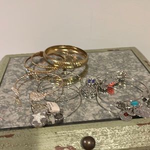 Bangle bracelets , silver and goldtone